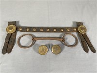Vintage Bridle Bit & Strap w/Medallions