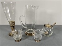 Sterling Candlestick & Sterling Based Glassware