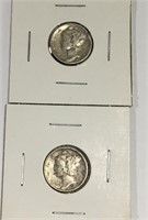 2 Silver Mercury Dimes, 1941