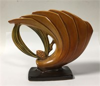 Roseville Art Pottery Pine Cone Brown Fan Vase