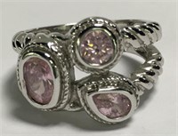 Fashion Ring With Pink Stones