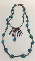 Turquoise And Coral Necklace