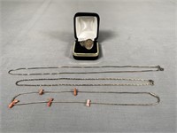 Sterling Necklaces, 1939 Dime Mounted Ring