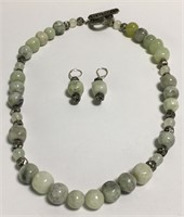 Matching Green Jade Necklace & Earrings