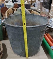 Galvanized bucket w/ misc