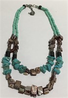 Turquoise And Brown Beaded Necklace