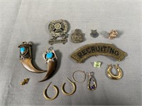 Sterling Metal, Charm; Earrings, Claw Pendants
