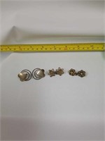 3 pr. Sterling silver screwback earrings-