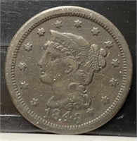 1848 Braided Hair Large Cent (AU58)