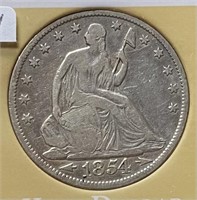 1854 Seated Liberty Half Dollar (EF40)