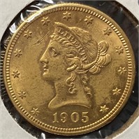 1905 $10 Liberty Head Gold Eagle (MS62)