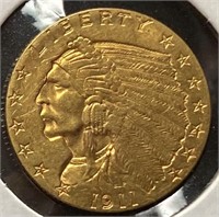 1911 $2.5 Liberty Head Gold Coin (MS64)