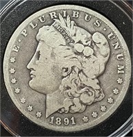 1891-CC Morgan Silver Dollar (F18)