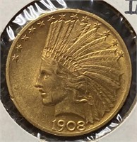 1908 $10 Indian Head Gold Eagle (XF)