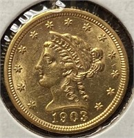 1903 $2.5 Liberty Head Gold Coin (MS63)