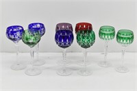 (9) Bohemian Cut Glass Crystal Stemware