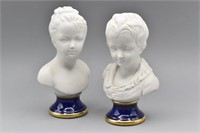 set of 2 Gambles Import Corp.Boy & Girl Busts