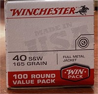 WINCHESTER 40 S&W 165 gr FMJ 100 Rd Value Box, Tar