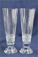 Set of 2 Cut Glass Crystal Vases