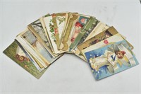 (52) 1908-1910 Postcards w/Stamps