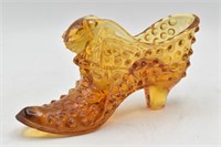 Fenton Hobnail Amber Glass Shoe