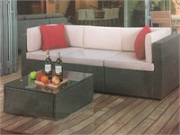 NEW! 4Pc Set Rattan Outdoor Sectional & Table