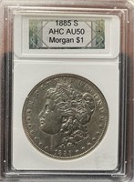 1885-S Morgan Silver Dollar AHC (AU50)