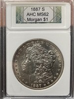 1887-S Morgan Silver Dollar AHC (MS62)