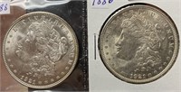 Morgan Silver Dollars- 1921 (UNC); 1921-D (UNC)