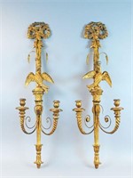 PAIR OF ITALIAN PALLADIO GILTWOOD & METAL SCONCES