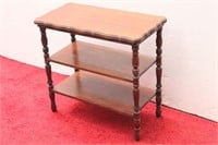 Wood Console Table 3-Tiered w/Spindle, Fluted Legs