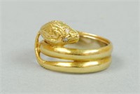 ITALIAN 18K SNAKE RING WITH DIAMOND EYES