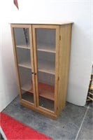 Wood Storage Cabinet w/Glass Doors 4-Shelves