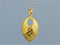CHINESE 24K PENDANT ON 18K CHAIN