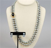 BLUE BAROQUE PEARL NECKLACE & EARRINGS