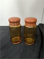 Vintage amber salt and pepper shakers