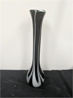 14 inch black and white glass vase