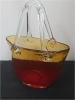 9.5" amber glass purse vase