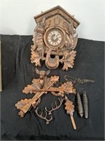 Beautiful hand carved wood clock. See pictures