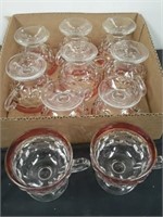 Group of 10 clear and pink coffee cups