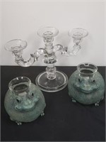 Chubby frog tealight holders and 9 in glass
