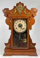 Fancy Oak Portrait Shelf Clock
