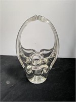 8 inch clear glass basket vase