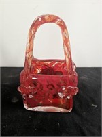7 in red glass purse vase