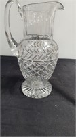 11” vintage glass heavy crystal pitcher