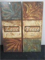 Love and peace decor. Each 19 x 7.5. see pictures