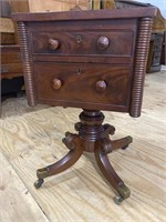 19th CENTURY MAHOGANY 2 DRAWER PEDESTAL STAND