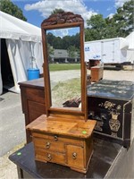 19TH CENTURY OAK SHAVING MIRROR