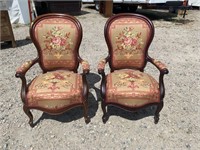 EXCEPTIONAL PAIR OF WALNUT VICTORIAN ARM CHAIRS