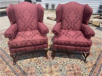 PR OF TAYLOR KING QUEEN ANNE WINGBACK CHAIRS